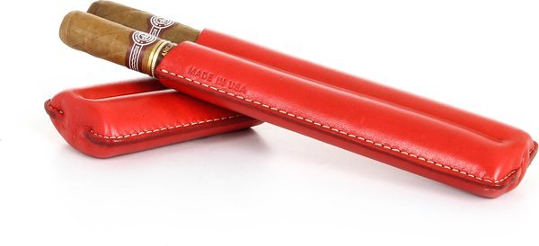 Reinhold Kühn Dubbel cigarrväska Quilted Top Röd