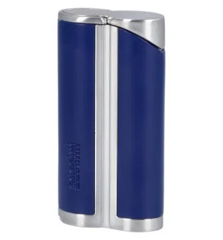 adorini Single Jet-tändare Curve Blå / Satin Silver inkl. Cigarrstans