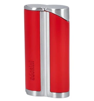 adorini Single Jet-tändare Curve Röd / Satin Silver inkl. Cigarrstans