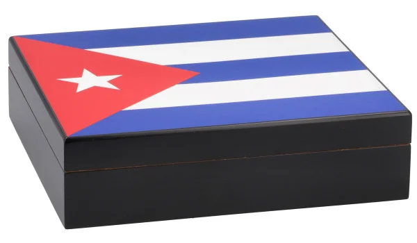 Cigarrhumidor svart yta med kubansk flagga
