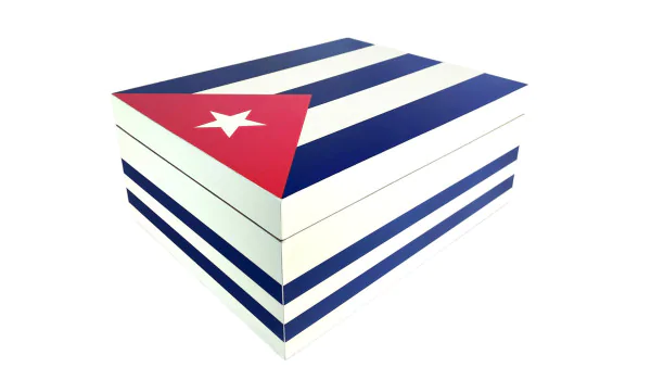 Cigarr Humidor Vit med Kubansk Flagga 50-75 Cigarrer