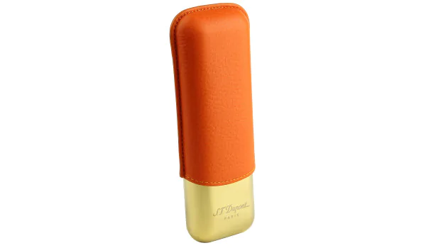 S.T. Dupont Cigarrfodral för 2 Cigarrer Orange/Guld 183256