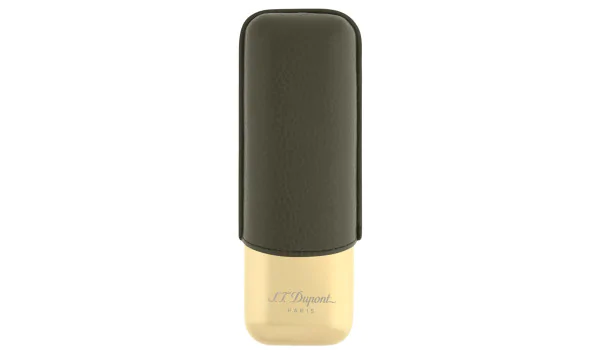 S.T. Dupont Cigarrfodral för 2 Cigarrer Khaki Guld 183269
