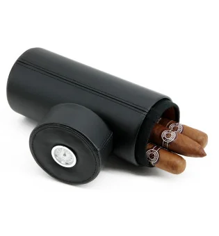 BigSmoke Läder Cigar Resefodral Tube Cederfodrad inkl. Hygrometer