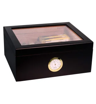 BigSmoke Humidor Medium Svart med Glaslock