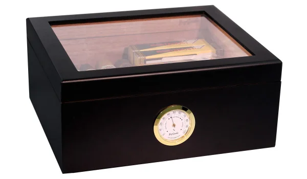 BigSmoke Humidor Medium Svart med Glaslock