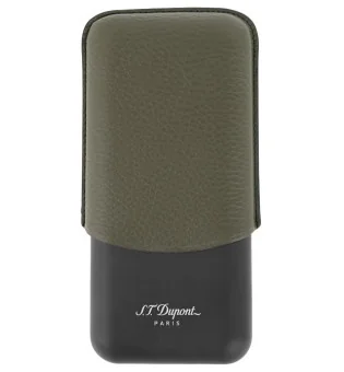 S.T. Dupont Cigarrfodral för 3 Cigarrer Khaki Svart 183349