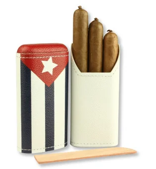 adorini cigarrfodral äkta läder 2-3 cigarrer kubansk flagga