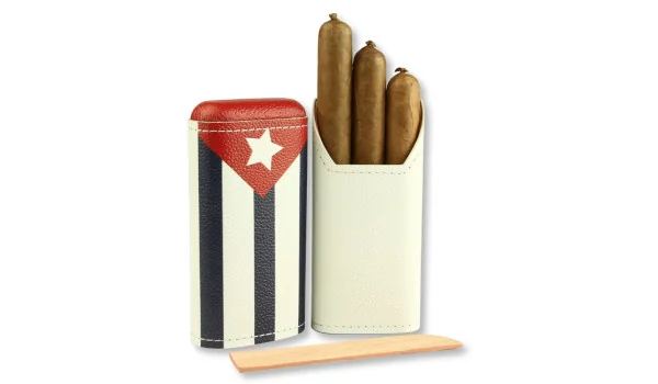adorini cigarrfodral äkta läder 2-3 cigarrer kubansk flagga