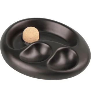 Pipaskfat keramik oval svart matt med 2 pipvilor