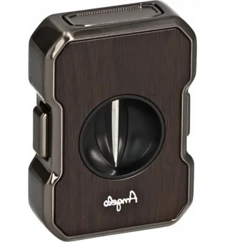 Angelo cigarrsnoppare V-Cut antracit med trä-look
