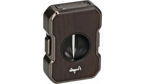 Angelo cigarrsnoppare V-Cut antracit med trä-look