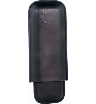 Angelo cigarrfodral svart 2 cigarrer läder