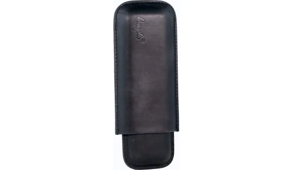 Angelo cigarrfodral svart 2 cigarrer läder
