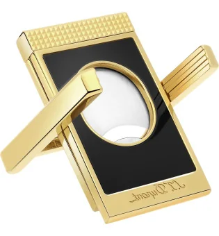S.T. Dupont Dubbelbladig Cigarrsnoppare med Cigarrstöd Svart Guld 003393