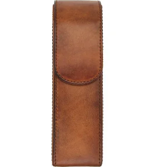 adorini pocket vintage läder cigarrfodral 2 cigarrer brun med fack för snoppare eller tändare