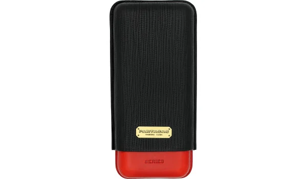 Partagas Trippelcigarrfodral Läder Svart Rött bild 2