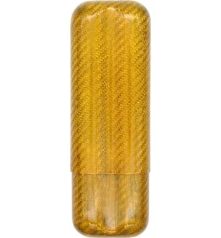 Cigarrfodral i Kolfiber Guld för 2 Cigarrer med 57 Ringmått