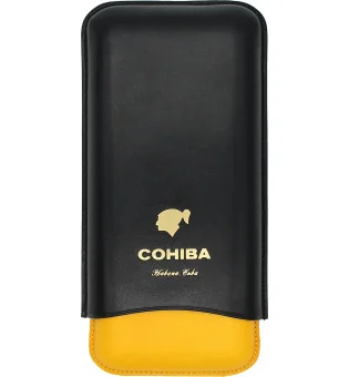 Cohiba cigarrfodral läder svart, gult och vitt
