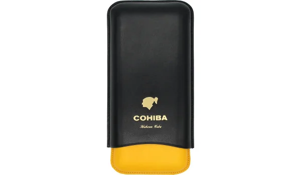 Cohiba cigarrfodral läder svart, gult och vitt