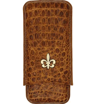 Montecristo Fleur de Lis cigarrfodral läder croco brun 3 st.