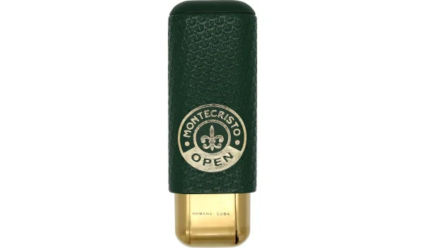 Montecristo Open cigarrfodral i läder och metall, 2 cigarrer