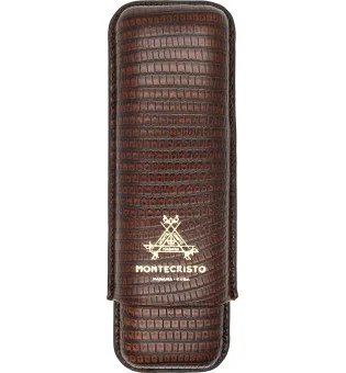 Montecristo cigarrfodral i läder, brunt, för 2 cigarrer