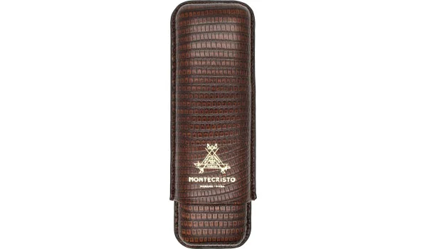Montecristo cigarrfodral i läder, brunt, för 2 cigarrer