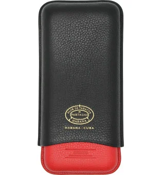 Partagas Series läderfodral svart och rött med gyllene logotyp