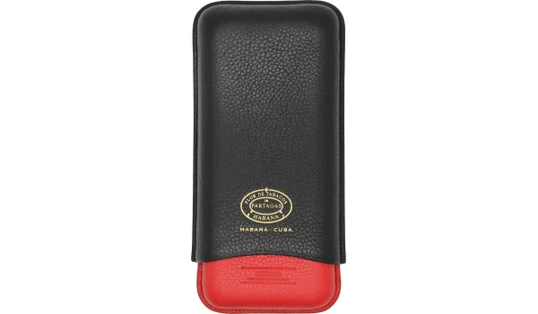 Partagas Series läderfodral svart och rött med gyllene logotyp