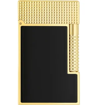 S.T. Dupont Le Grand svartlackad gulguldig tändare, Diamondhead, C23790CL